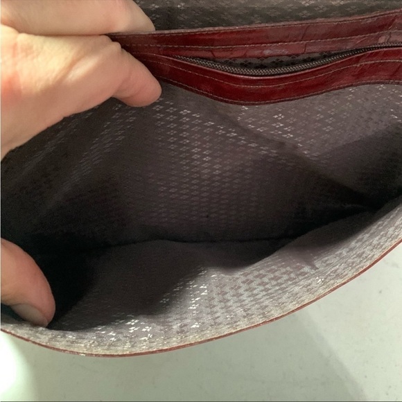 VINTAGE BURGUNDY EEL SKIN LEATHER CLUTCH Envelope HANDBAG - Picture 13 of 14
